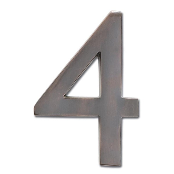 Architectural Mailboxes Brass 4 inch Floating House Number Dark Aged Copper 4 3582DC-4